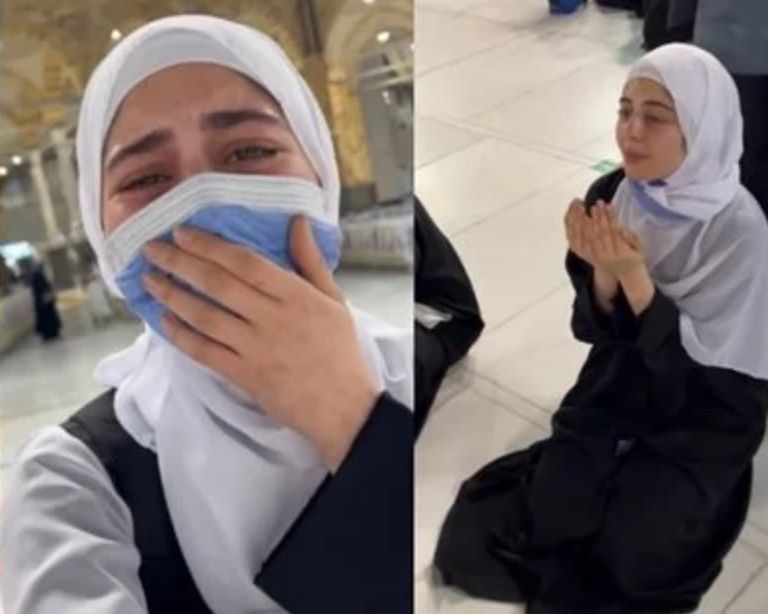 تامر حسني وبسمة بوسيل أمام الكعبة المشرفة