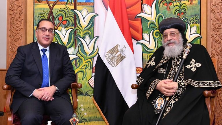 البابا تواضروس خلال استقباله للدكتور مصطفى مدبولي رئيس الوزراء