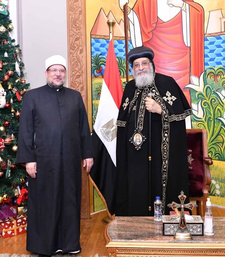 البابا تواضروس خلال استقباله لوزير الأوقاف