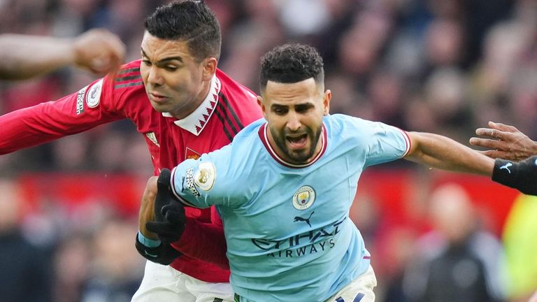 رياض محرز نجم مانشستر سيتي ضد مانشستر يونايتد