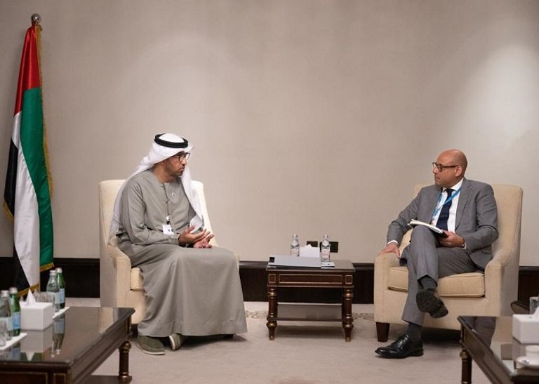 خلال لقاء الدكتور سلطان الجابر مع وزيرة الطاقة لدولة باربادوس