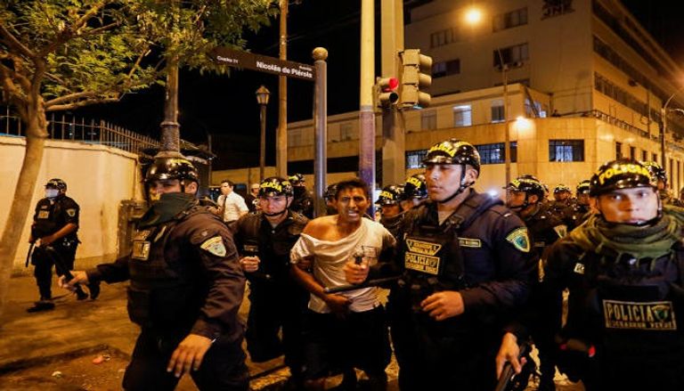 جانب من الاحتجاجات التي تشهدها بيرو