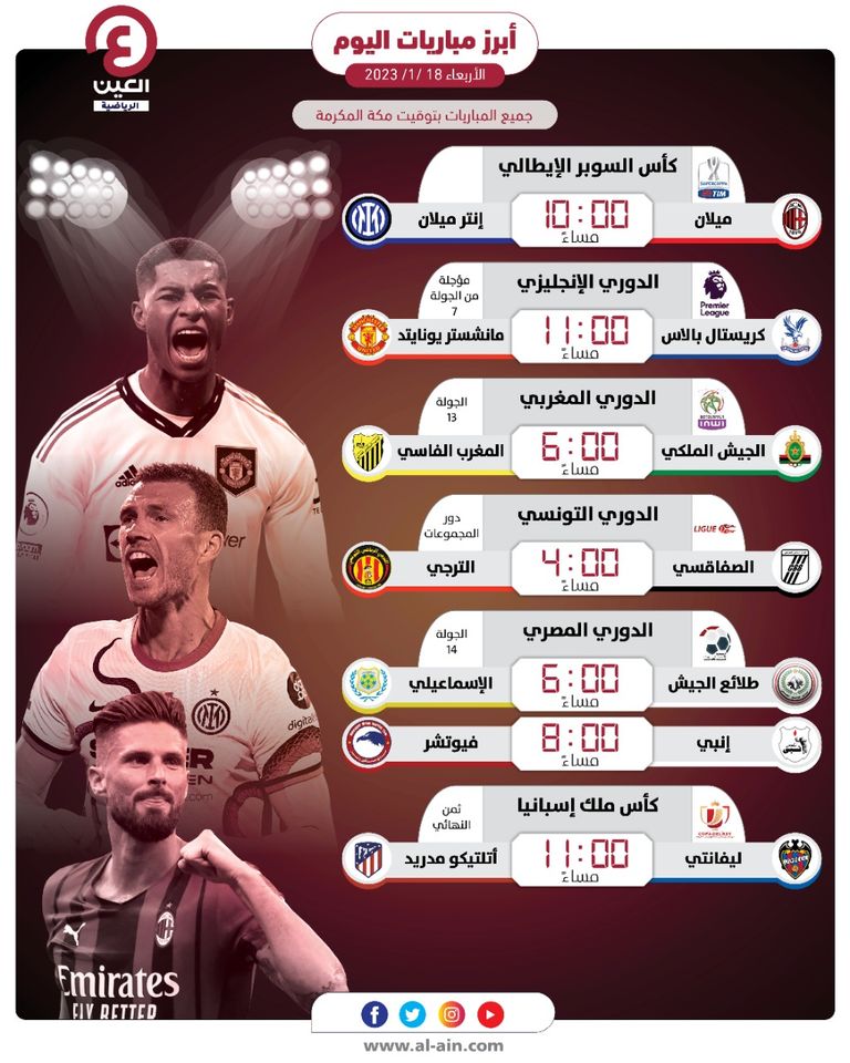 مباريات اليوم ديربي الغضب