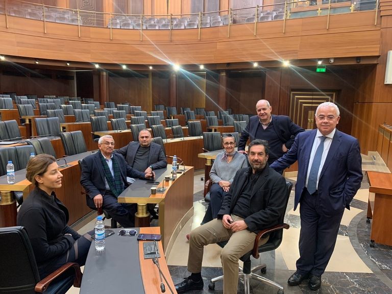 Lebanese deputies sit-in inside the parliament headquarters