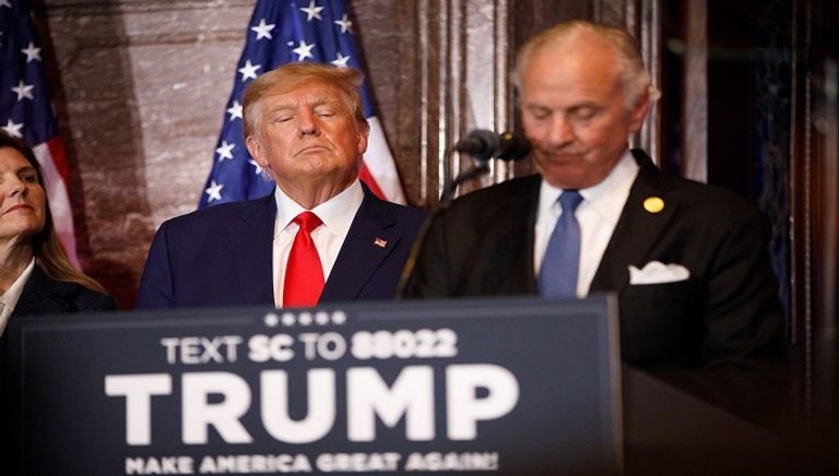 الرئيس الأمريكي السابق دونالد ترامب يلقي خطابا في مقر ولاية كارولينا الجنوبية