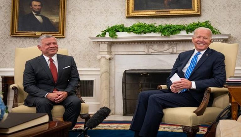 جانب من لقاء سابق بين الرئيس الأمريكي بايدن والعاهل الأردني الملك عبدالله