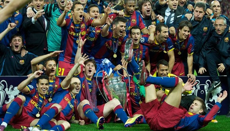 جيل برشلونة الذهبي بطل دوري أبطال أوروبا ليونيل ميسي قائد منتخب الأرجنتين