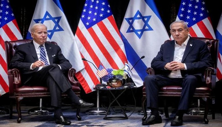 جانب من لقاء الرئيس الأمريكي بايدن ورئيس الحكومة الإسرائيلية نتنياهو