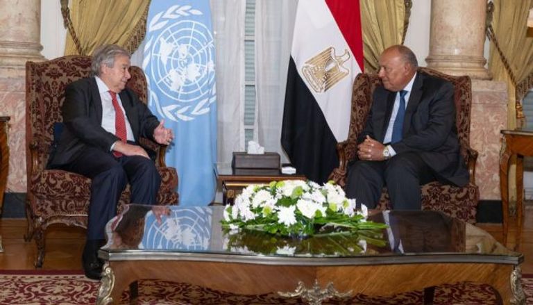 جانب من لقاء وزير الخارجية المصري سامح شكري والأمين العام للأمم المتحدة غوتيريش