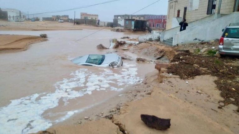 آثار إعصار «تيج» في اليمن