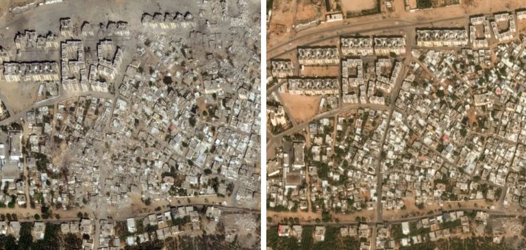 آثار القصف الذي أصاب أحد المنازل في خانيونس جنوبي قطاع غزة
