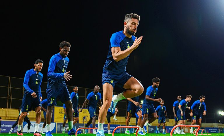 تدريبات النصر استعدادا لمباراة الفيحاء في الدوري السعودي النصر السعودي