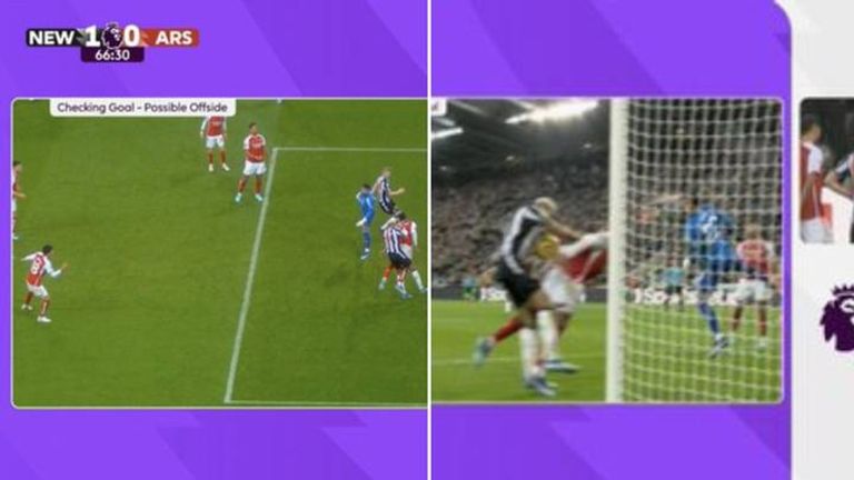 المشهد المثير للجدل هدف نيوكاسل ضد أرسنال