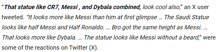 تعليقات الجمهور تمثال كريستيانو رونالدو