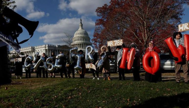متظاهرون في واشنطن يطالبون بوقف فوري للحرب بغزة