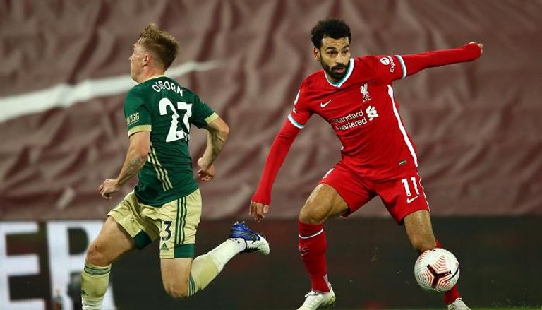 محمد صلاح مهاجم ليفربول ضد شيفيلد يونايتد