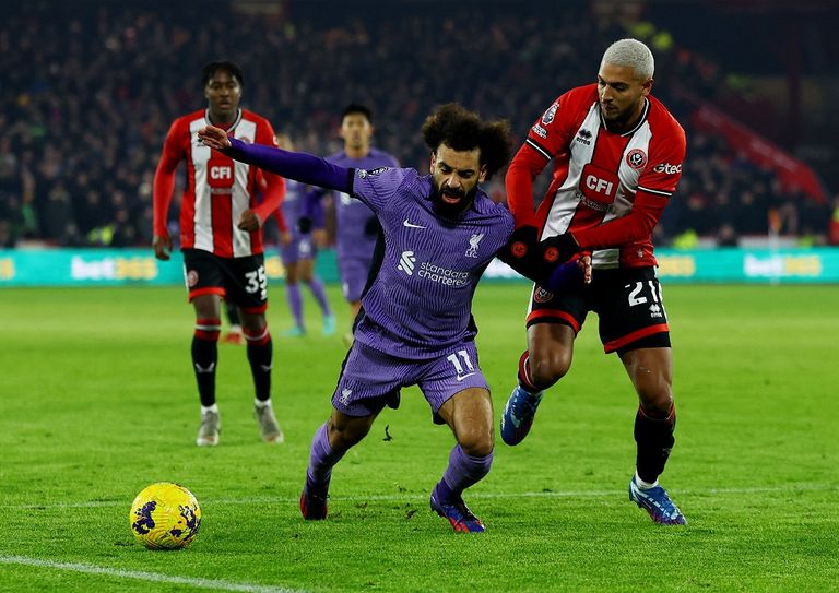 محمد صلاح من مباراة ليفربول وشيفيلد يونايتد من مباراة ليفربول وشيفيلد يونايتد