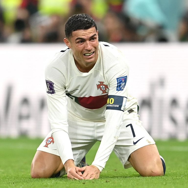 كريستيانو رونالدو في مباراة المغرب والبرتغال في كأس العالم 2022