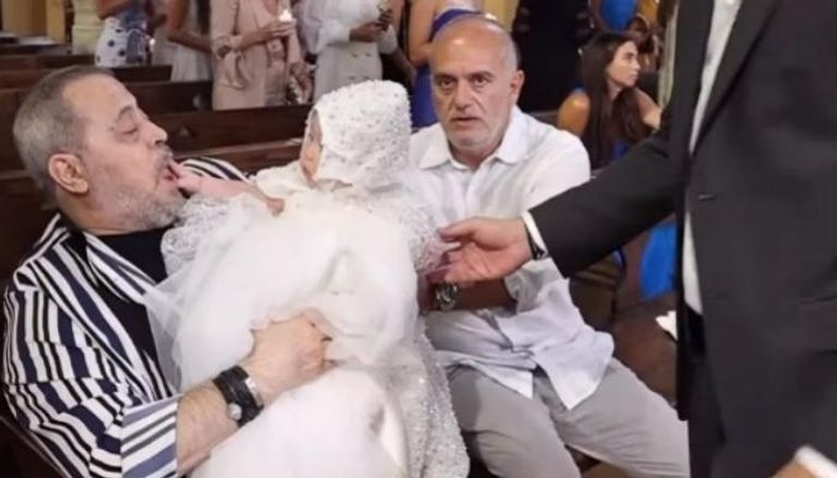 جورج وسوف في عزاء نجله