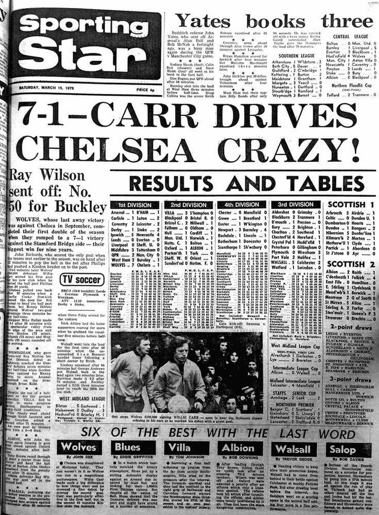 تعليق صحيفة ستار على فوز ولفرهامبتون 7-1 على تشيلسي تشيلسي وولفرهامبتون