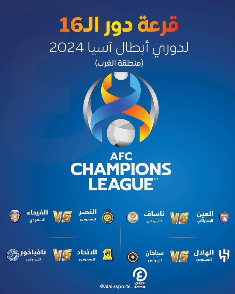 نتيجة قرعة دور الـ16 من دوري أبطال آسيا 2024	