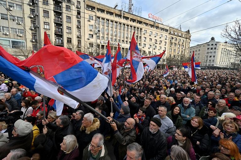 مظاهرات للمعارضة في صربيا - أ.ف.ب مظاهرات للمعارضة في صربيا - أ.ف.ب