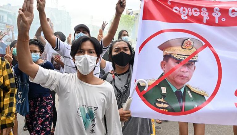 جانب من المظاهرات التي تشهدها ميانمار ضد الحكم العسكري