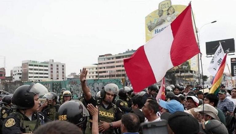 جانب من الاحتجاجات التي تشهدها البيرو