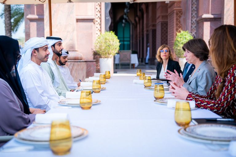 الشيخ عبدالله بن زايد آل نهيان يستقبل وزيرة خارجية فرنسا