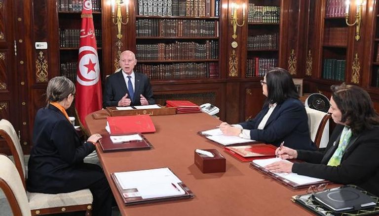جانب من لقاء الرئيس التونسي سعيد رئيسة الحكومة نجلاء بودن