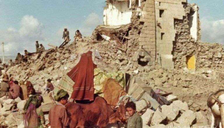 آثار زلزال ذمار في اليمن عام 1983