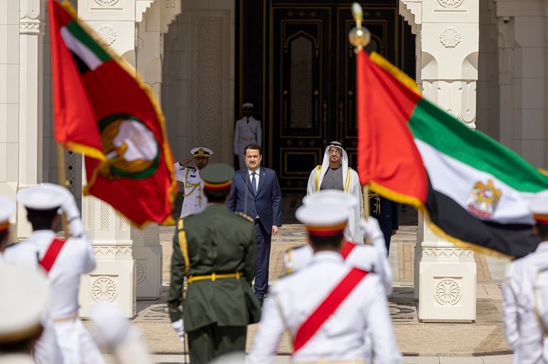 الشيخ محمد بن زايد آل نهيان رئيس الإمارات ومحمد شياع السوداني