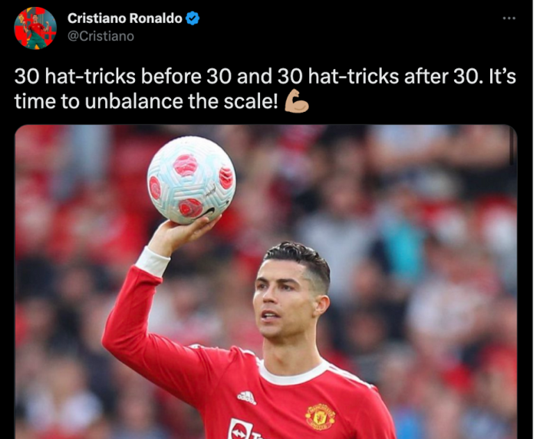 تغريدة كريستيانو رونالدو هاتريك كريستيانو رونالدو أمام الوحدة