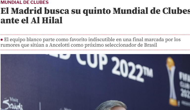 عنوان صحيفة موندو ديبورتيفو الهلال وريال مدريد
