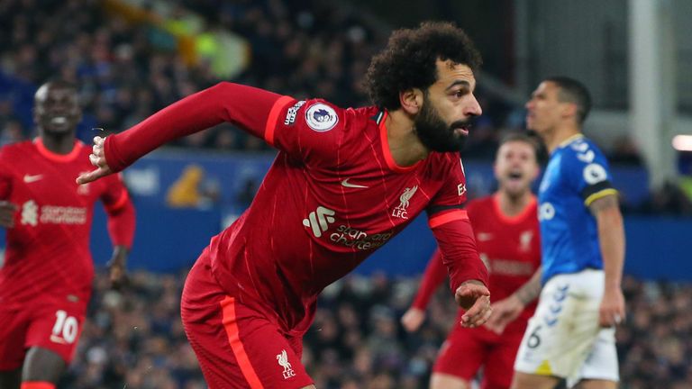 محمد صلاح في مباراة ليفربول ضد إيفرتون ليفربول وإيفرتون