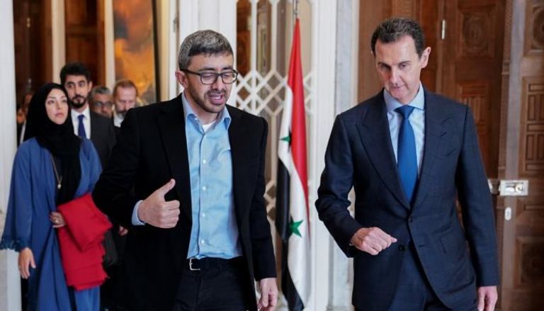 استقبال بشار الأسد للشيخ عبدالله بن زايد آل نهيان