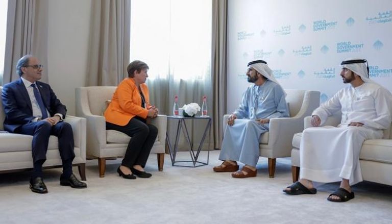 الشيخ محمد بن راشد يلتقي مديرة صندوق النقد الدولي كريستالينا جورجيفا