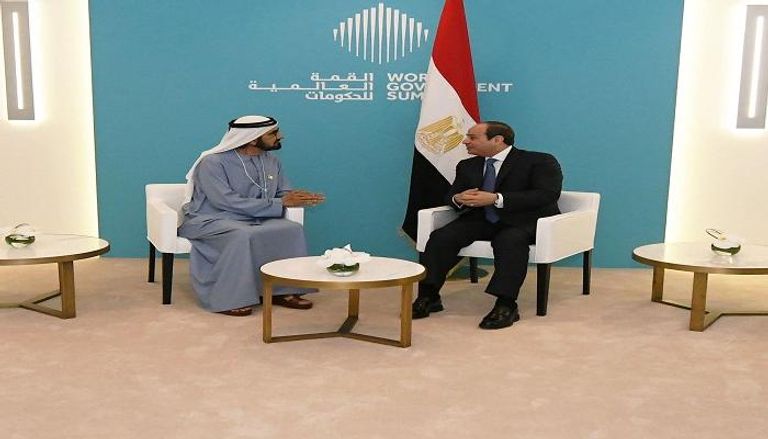 جانب من لقاء الرئيس المصري عبدالفتاح السيسي والشيخ محمد بن راشد حاكم دبي