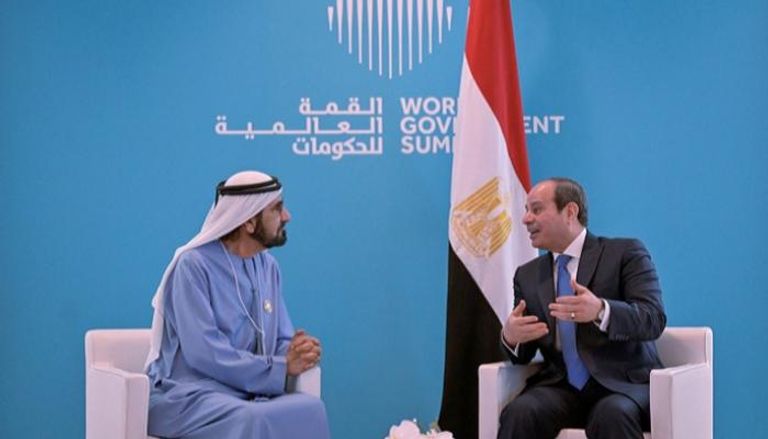 نائب رئيس دولة الإمارات يستقبل الرئيس المصري