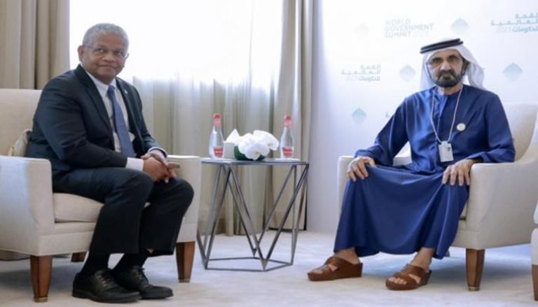 جانب من لقاء الشيخ محمد بن راشد آل مكتوم ورئيس سيشل