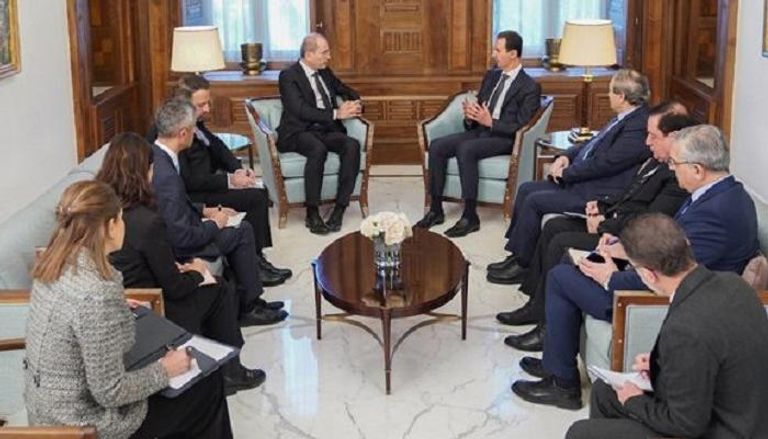 الرئيس السوري خلال استقباله وزير الخارجية الأردني