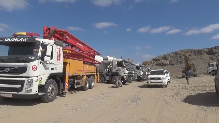 موقع سد حسان الذي تمول عمليات تشييده دولة الإمارات في جنوب اليمن