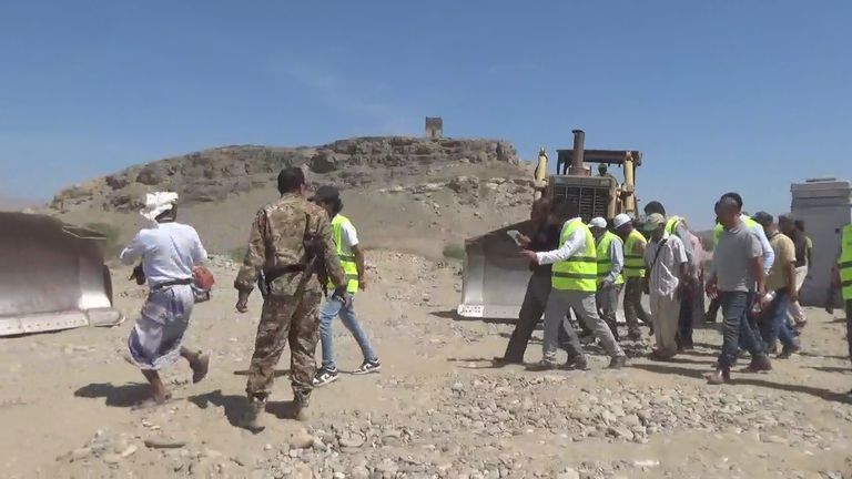 موقع سد حسان الذي تمول عمليات تشييده دولة الإمارات في جنوب اليمن