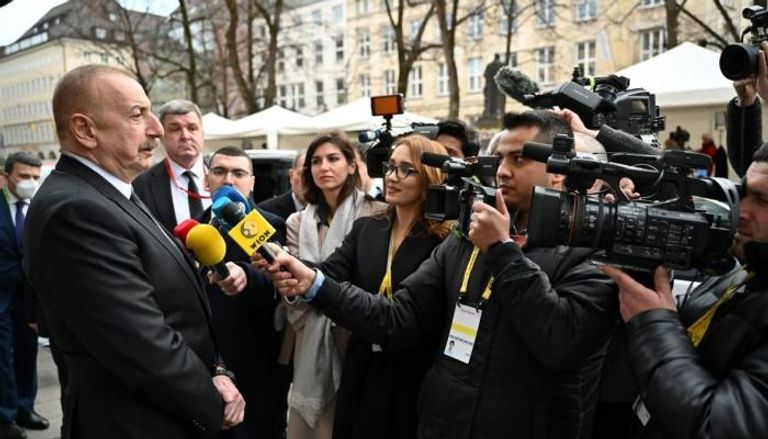 رئيس أذربيجان إلهام علييف في تصريحات للصحفيين بميونخ