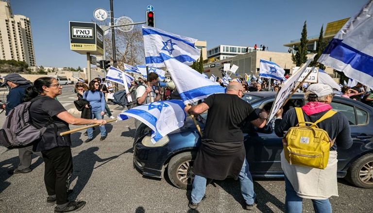 جانب من المظاهرات التي تشهدها إسرائيل