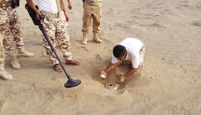 جذع نخلة فخخته مليشيات الحوثي الإرهابية