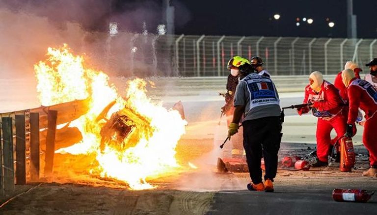 سيارة جروجان المحترقة في فورمولا 1