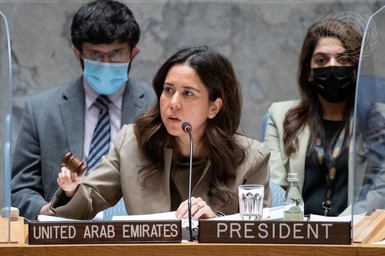 لانا زكي نسيبة، مساعدة وزير الخارجية للشؤون السياسية، والممثل الدائم لدولة الإمارات العربية المتحدة لدى الأمم المتحدة في نيويورك المرأة الإماراتية تعيش أزهى عصورها