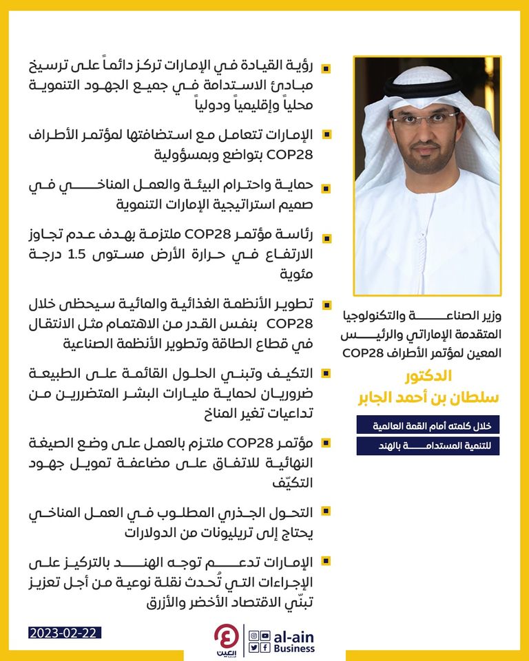 الدكتور سلطان بن أحمد الجابر، وزير الصناعة والتكنولوجيا المتقدمة 