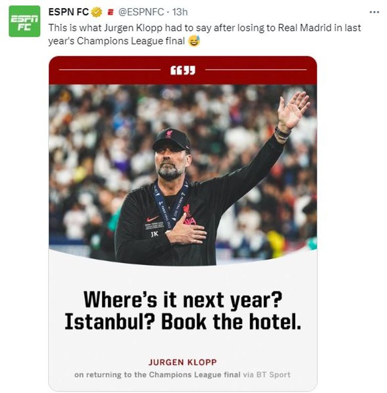 يورجن كلوب بعد خسارة نهائي دوري أبطال أوروبا 2022 أمام ريال مدريد